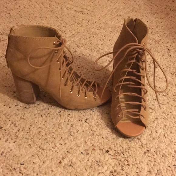 Chinese Laundry Shoes - Open toed lace up heels